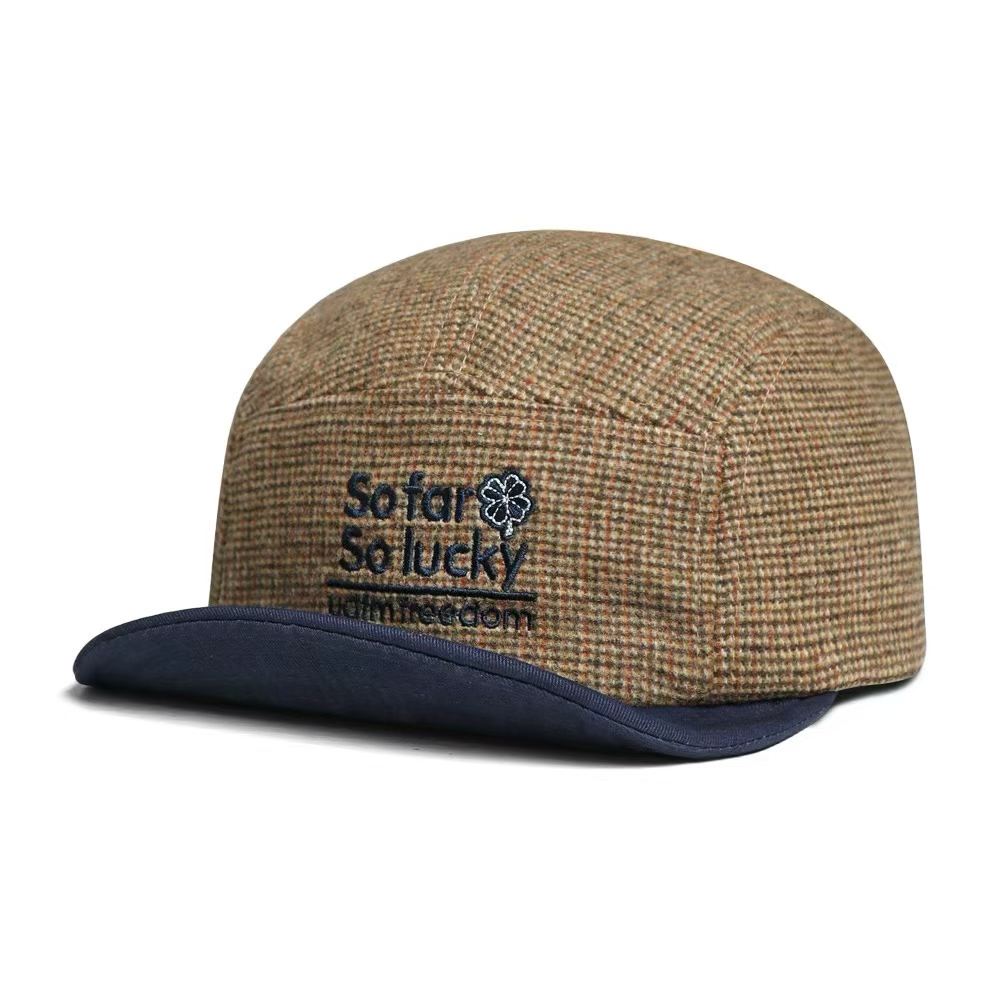 Korean-style Multi-color Lettered Soft Brimmed Baseball Cap For Autumn And Winter, Featuring Retro Small-checkered Pattern. Trendy And Versatile Casual Hat