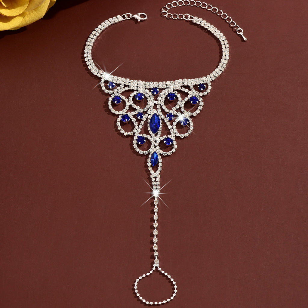 Light Luxury And High-End Feel, Eco-Friendly Rhinestone Flower Anklet, Fashionable And Sweet Holiday Style Foot Ring, Integrated Foot Chain And Ankle Bracelet