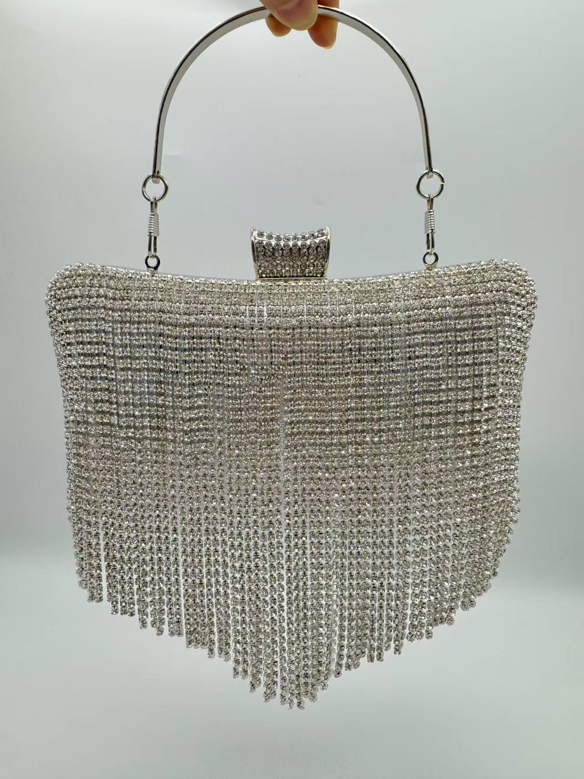 Women's Tassel Rhinestone Evening Clutch  Light Luxury Socialite Handbag, Rhinestone-Studded Top-Handle Purse & Elegant Party Clutch