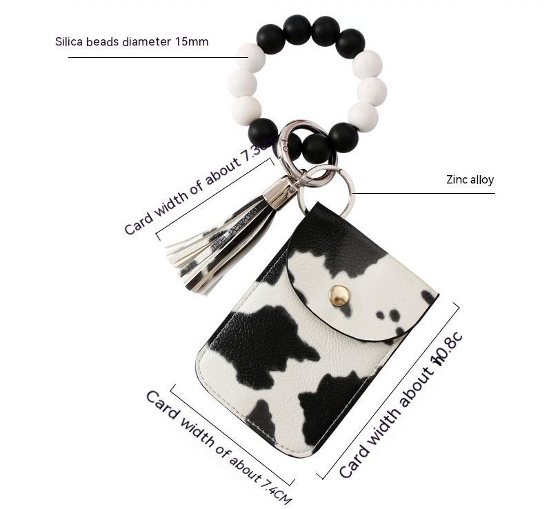 Silicone Bead Wrist Keychain Polyurethane Card Holder Coin Purse