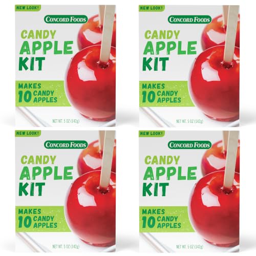 Sweeten-the-Season Candy Apple Kit – Classic Red Candy Coating Mix with 10 Sticks (Pack of 4)