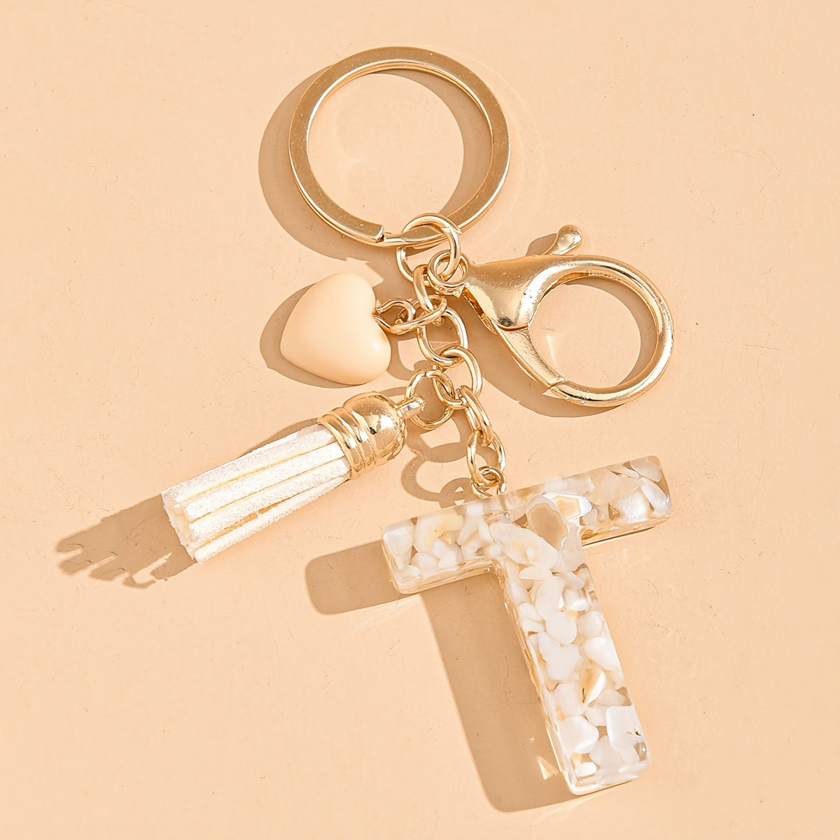 Letter Heart Tassel Keychain Bag