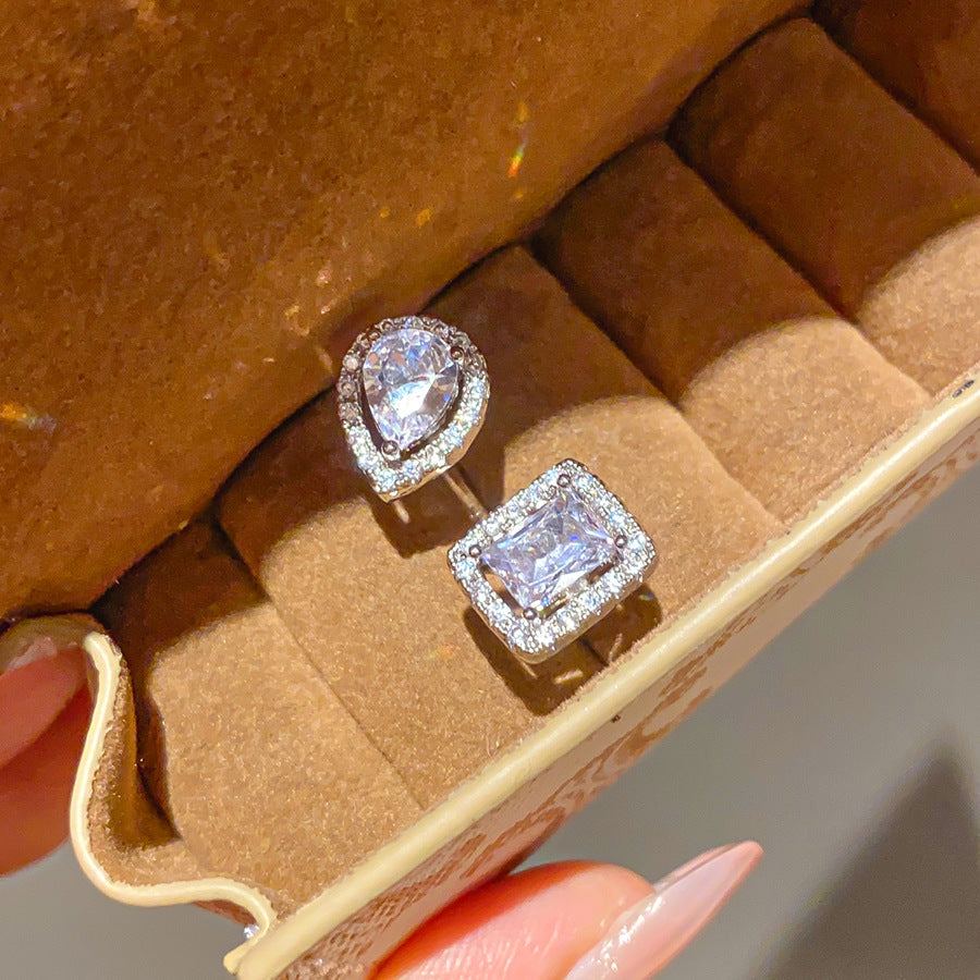 Zircon Oval Open Ring, Simple And Stylish, Unique Minimalist Style, Index Finger Ring, Light Luxury, High-End Feel, Wholesale Jewelry