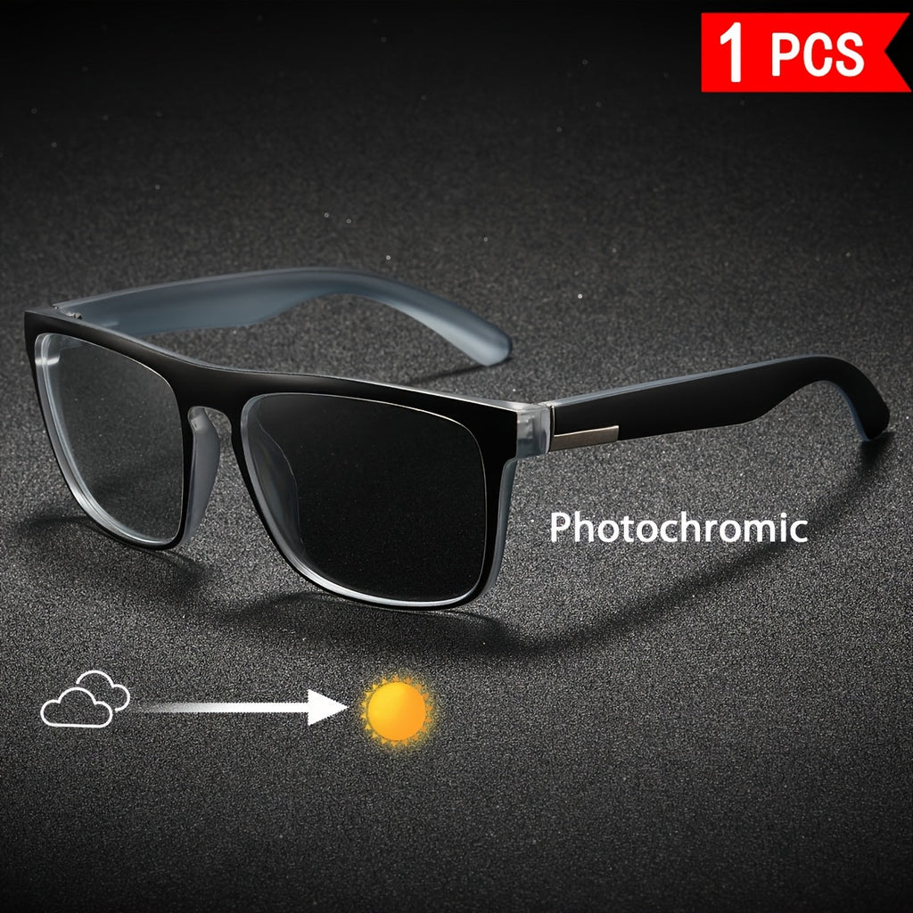 2 PCS Mens Sunglasses Set, Night Vision Driving Glasses & Photochromic Sun Glasses, UV400 Protection Anti Glare Eyewear, Lightweight Square Frame Glasses For Day Night Driving, Outdoor Travel And Dai