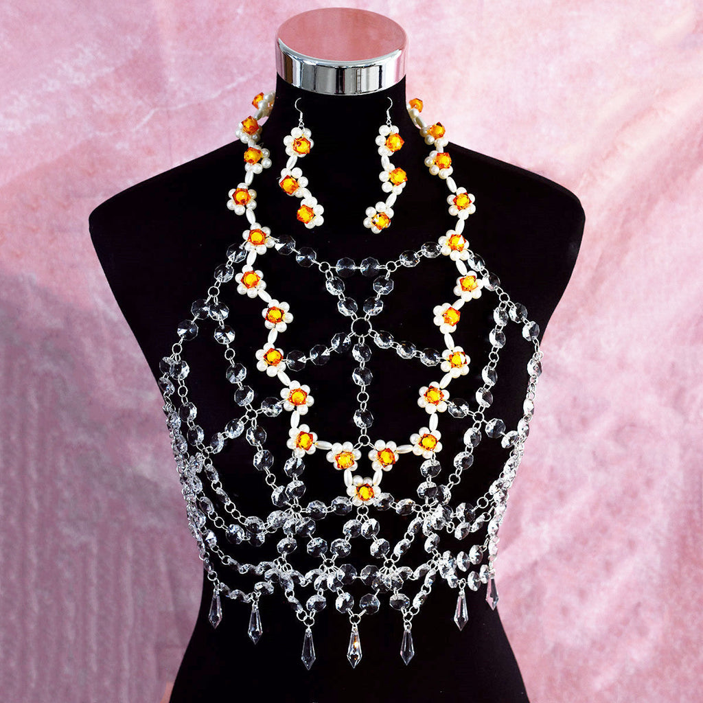 Transparent Round Acrylic Choker And Earring Set