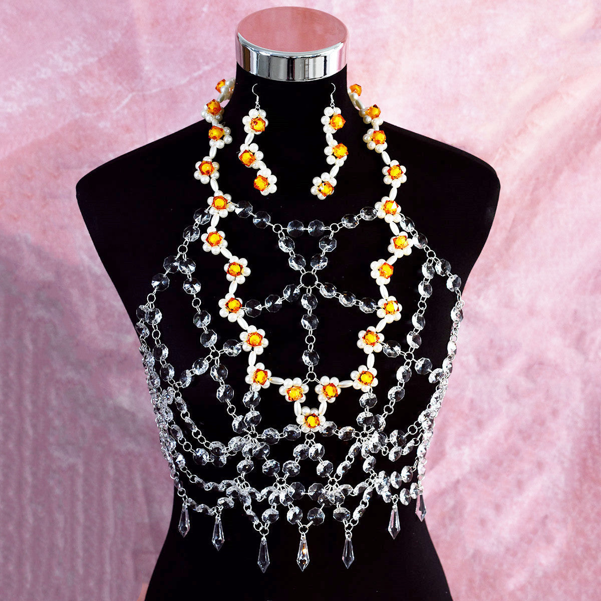Transparent Round Acrylic Choker And Earring Set