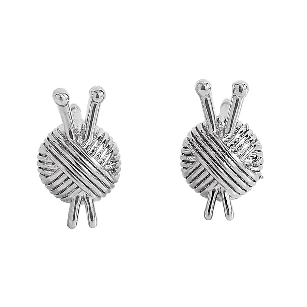 Knitting Needle Earrings For Women Yarn Ball Design