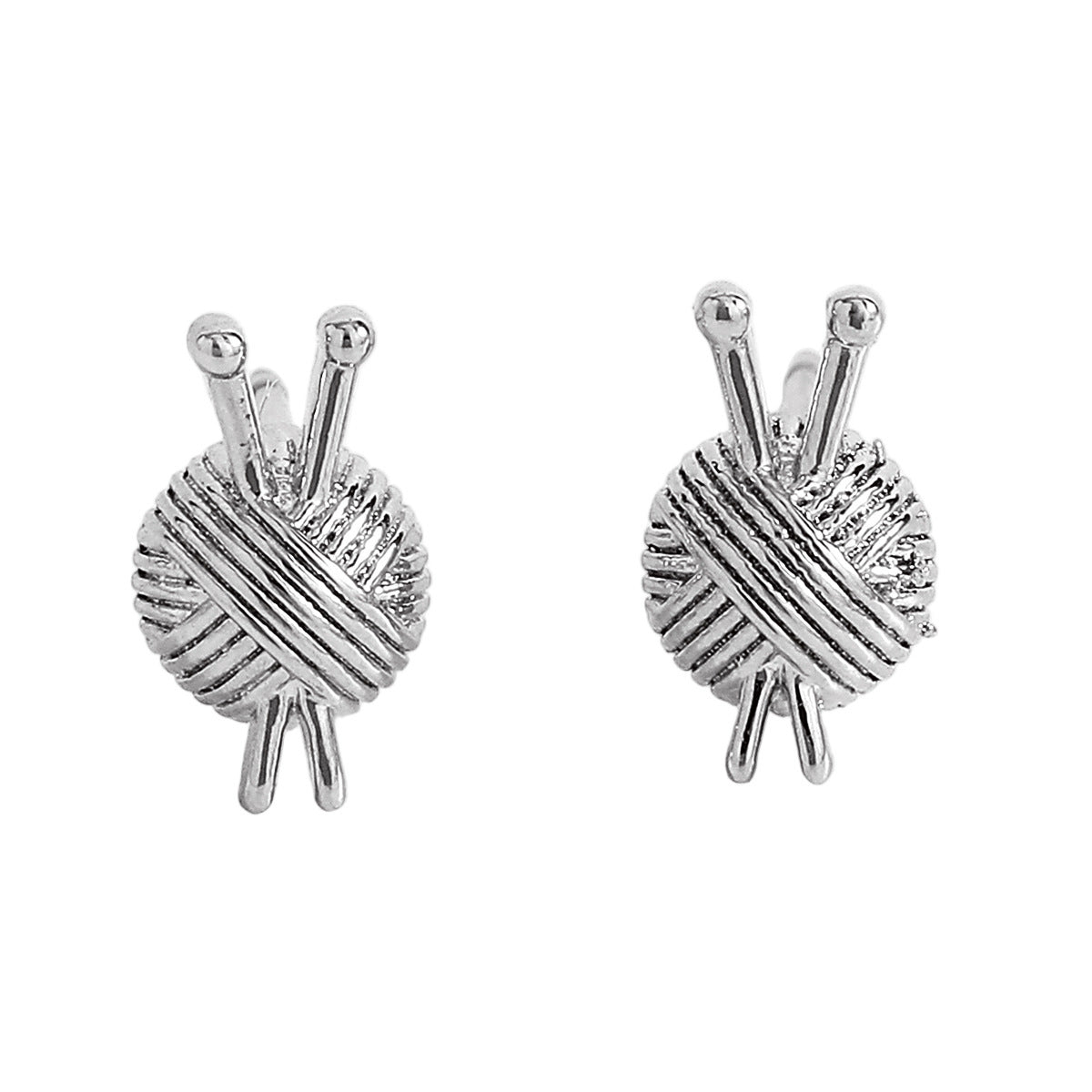 Knitting Needle Earrings For Women Yarn Ball Design
