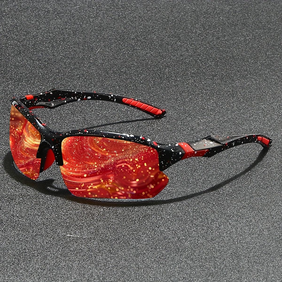 Half Rim Polarized Sports Sunglasses Uv400 Protective Mirrored Lens Eyewear Rugged Textured Frame With Non Slip Temple Suitable For Cycling,fishing,running And Various Outdoor Sports Activities.