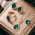 Elegant Diamond-studded Zircon Necklace Earring And Ring Set