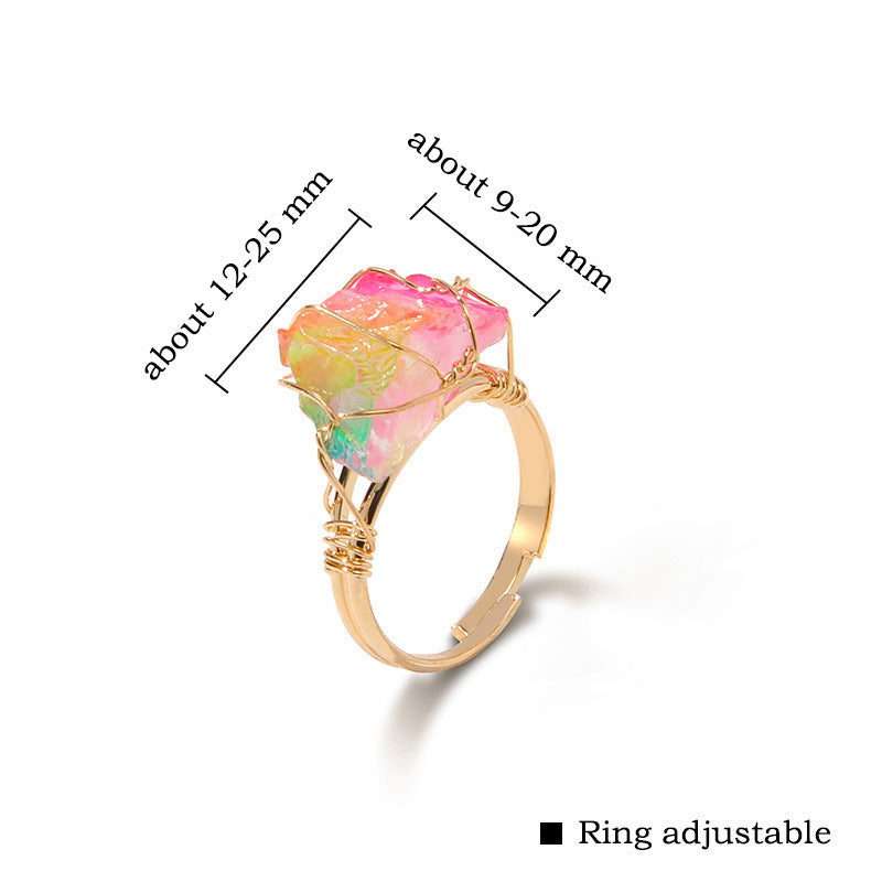 Irregular Natural Stone Amethyst Wrapped Ring