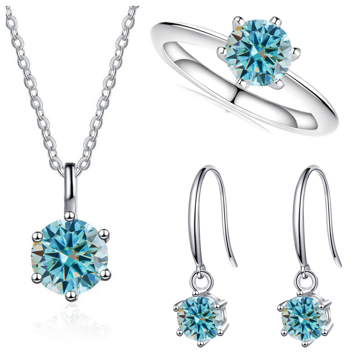 3-Carat Sterling Silver Moissanite Jewelry Set