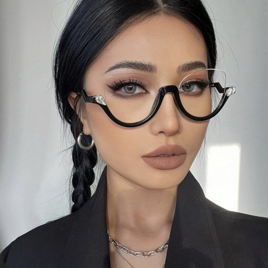 Women's Half Frame Diamond Retro Optical Glasses