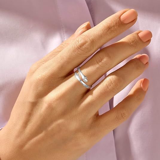 Stainless Steel Inspirational Hug Ring Women's Opening Design