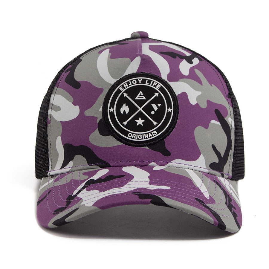 Round-logo Colorful Camouflage Men's Mesh Baseball Cap