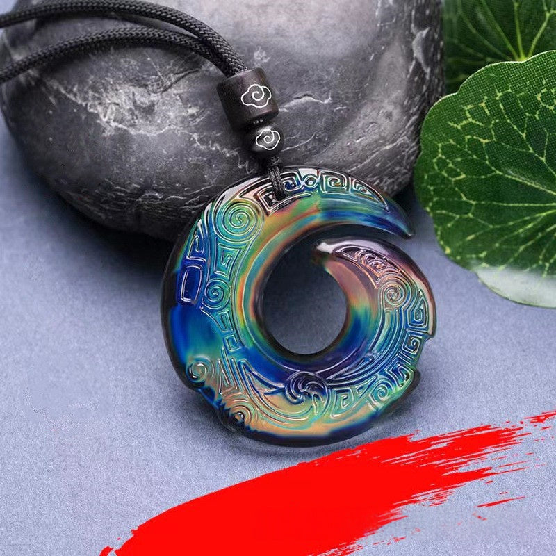 Hetian Jade Peace Buckle Pendant Necklace
