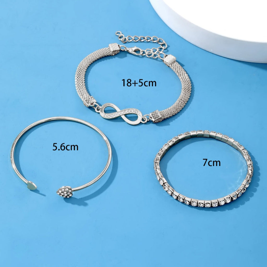 Women's 3-piece Alloy Set Featuring A Diamond-studded Infinity Symbol