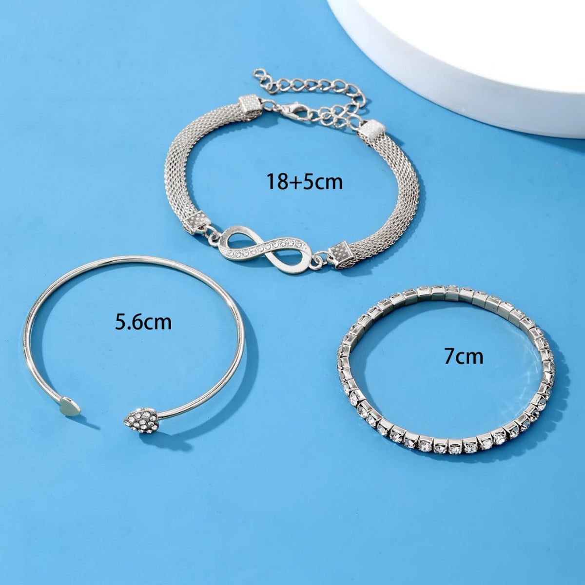 Women's 3-piece Alloy Set Featuring A Diamond-studded Infinity Symbol