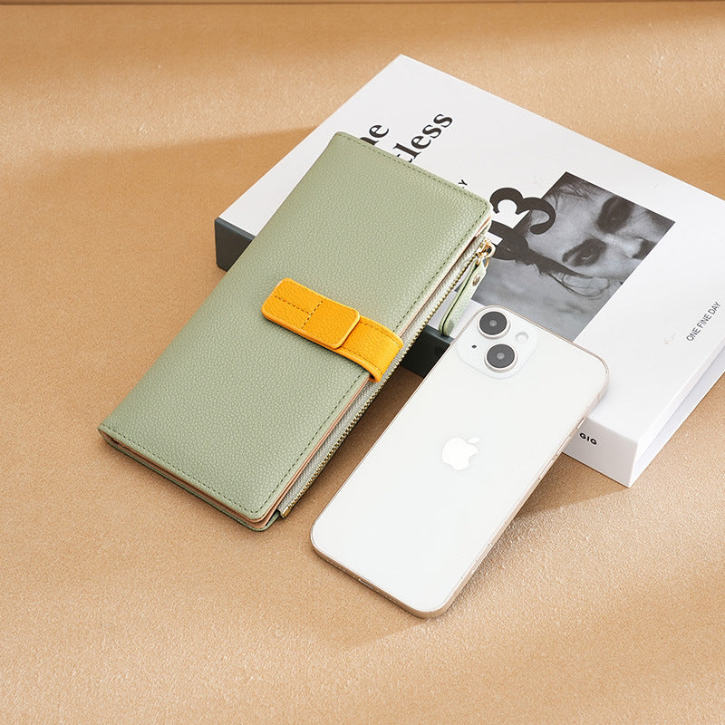 Long Multiple Card Slots Zipper Bag Buckle Korean Style High Sense Women's Wallet