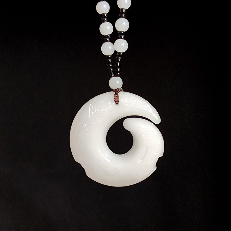 Hetian Jade Peace Buckle Pendant Necklace
