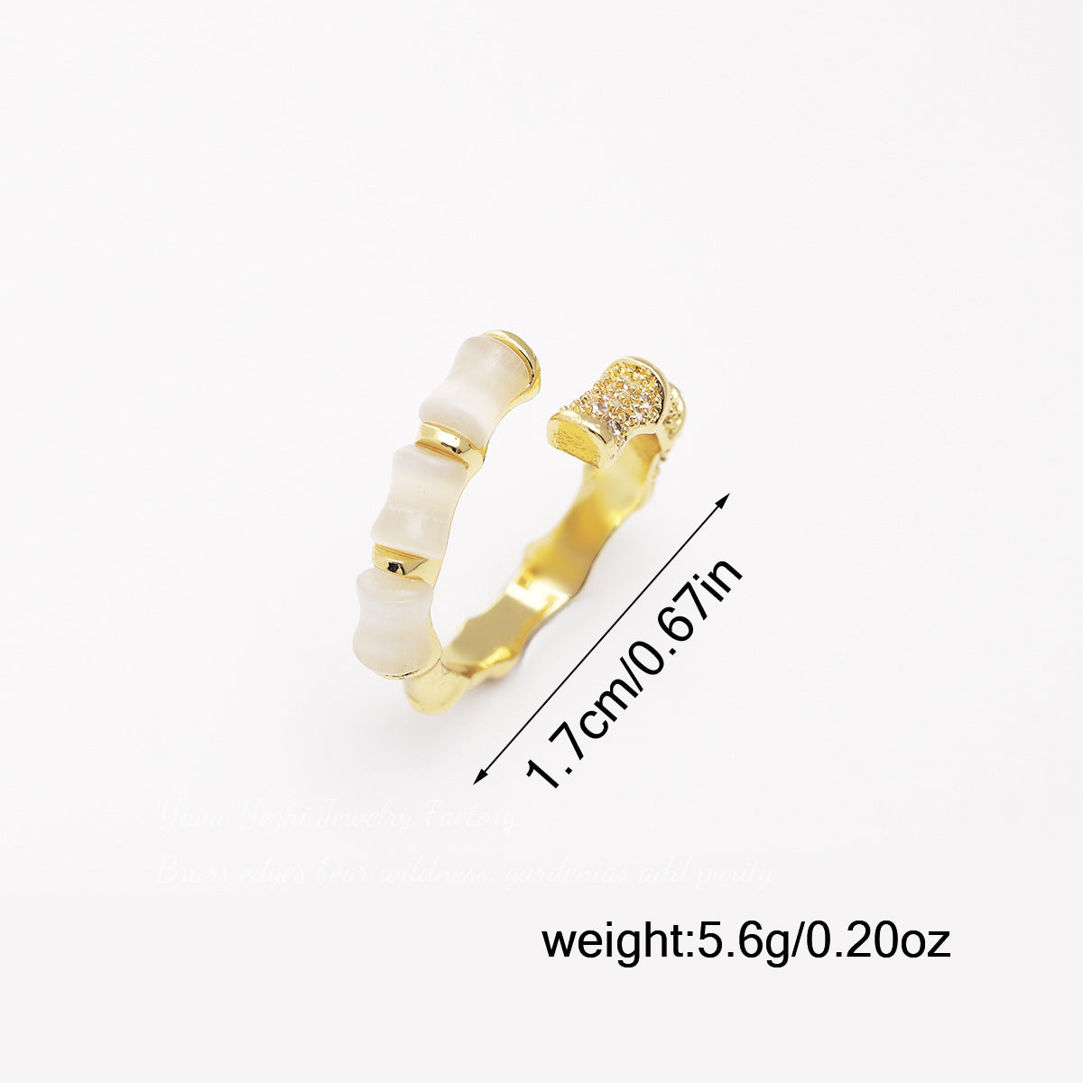 Light Luxury And High-End Micro-Paved Zircon Cat's Eye Bamboo Ring Design Internet Celebrity Index Finger Ring Exquisite Ring Tail Ring For Women