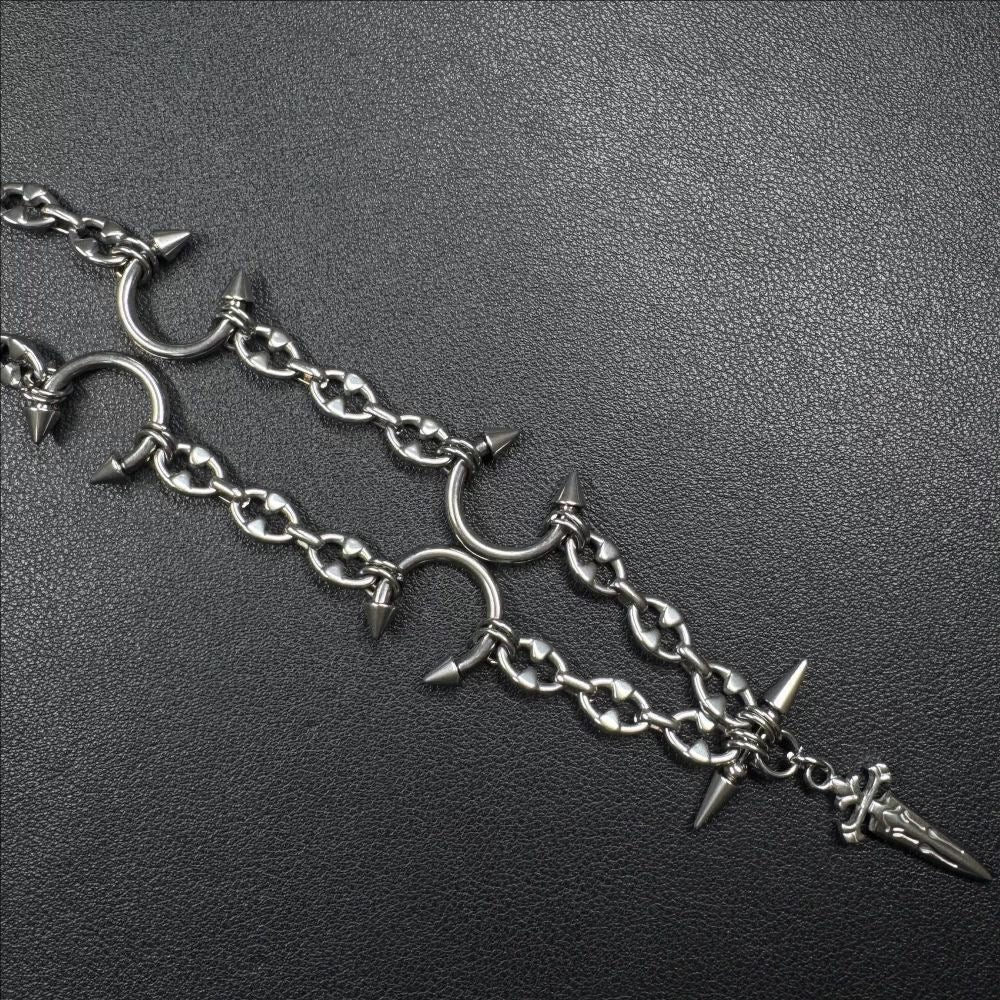 Spiked Sword Pendant Necklace For Men And Women