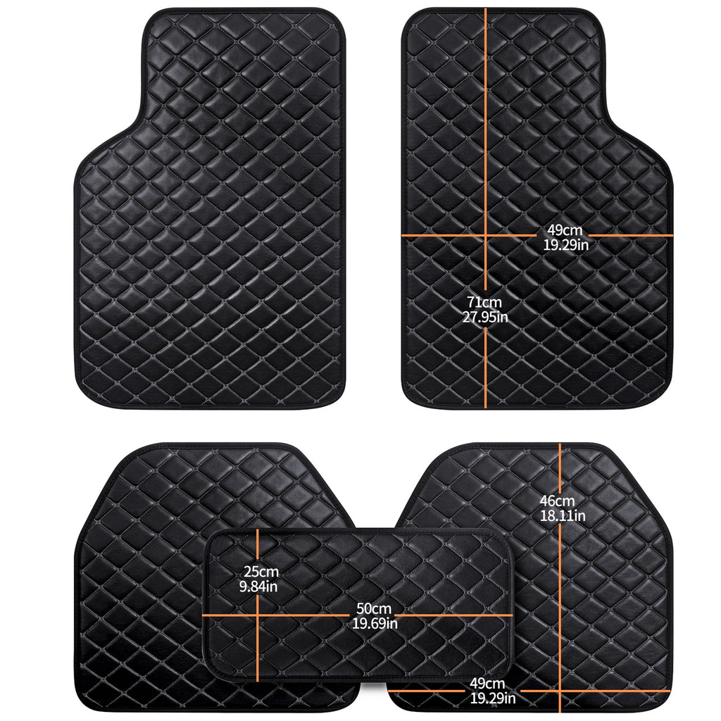 Light Luxury Nordic Minimalist Iamond Stitching Full Set Car Floor Mats, All Season Wear-Resistant Waterproof Anti-Slip Universal Auto Foot Liners For Most Sedans SUV Trucks