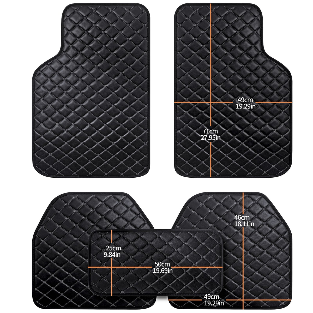 Light Luxury Nordic Minimalist Iamond Stitching Full Set Car Floor Mats, All Season Wear-Resistant Waterproof Anti-Slip Universal Auto Foot Liners For Most Sedans SUV Trucks