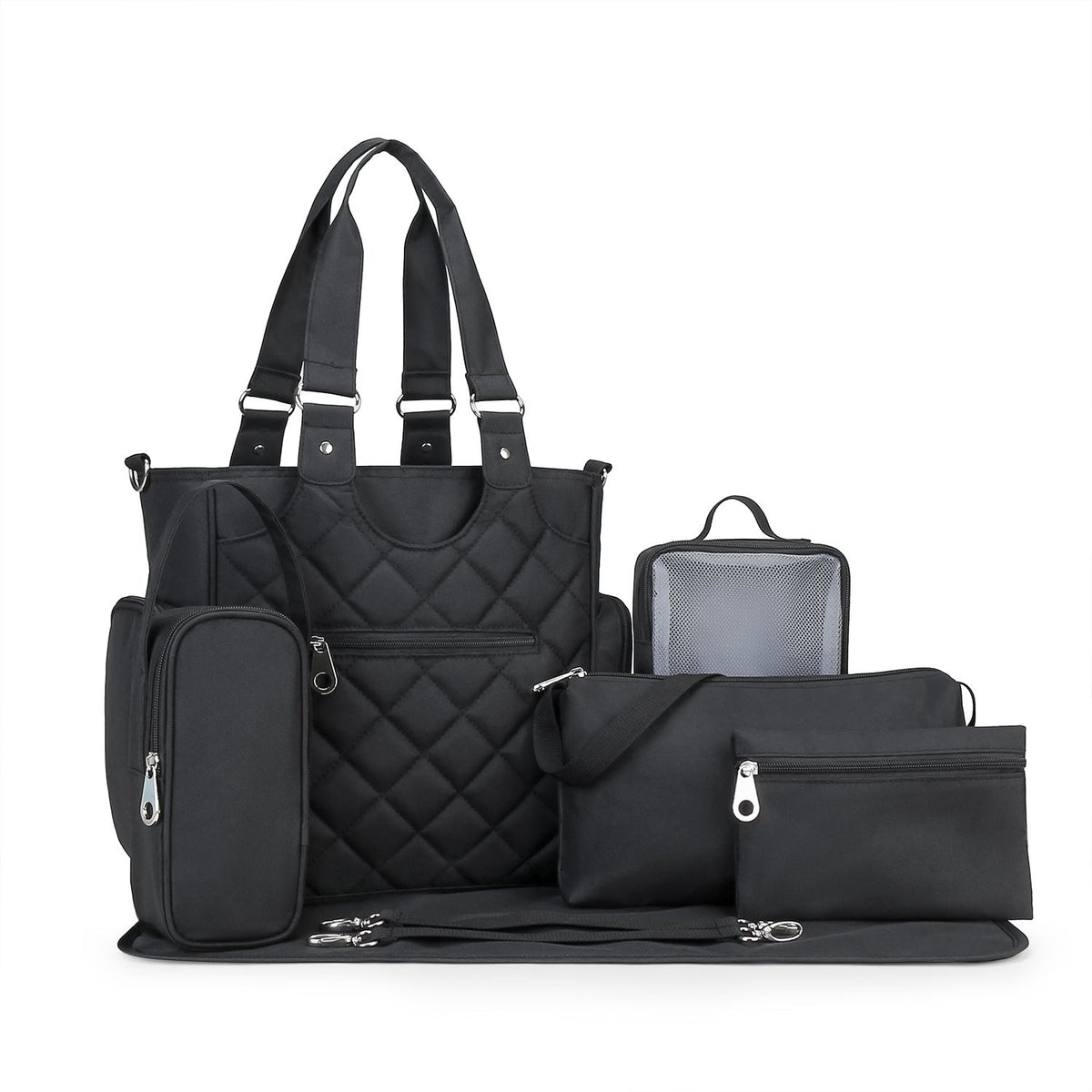 7-Piece Waterproof Mommy Bag Set With Shoulder Strap