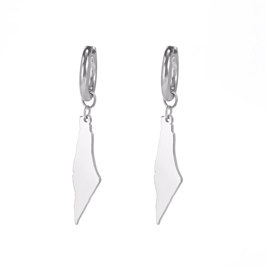 Titanium Steel Cut Polished Irregular Solid Mountain-shaped Earrings