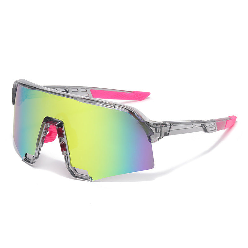 Wraparound Shield Sports Sunglasses Uv400 Protective Mirrored Lens Lightweight Transparent Frame Eyewear Non Slip Temple Tips Suitable For Cycling,fishing,running And Various Outdoor Sports Activities