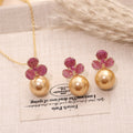 Fashionable And Exquisite Zircon Flower Pearl Earrings French High-End Design Necklace Light Luxury Temperament Internet Celebrity Set For Women