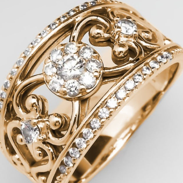 Retro Court-style Floral Ring
