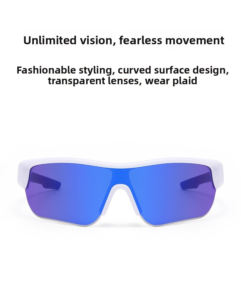Wraparound Shield Sports Sunglasses, Colorful Mirrored Lens Eyewear, Lightweight Transparent Frame Suitable For Cycling, Running, Beach Travel And Daily Outdoor Activities.
