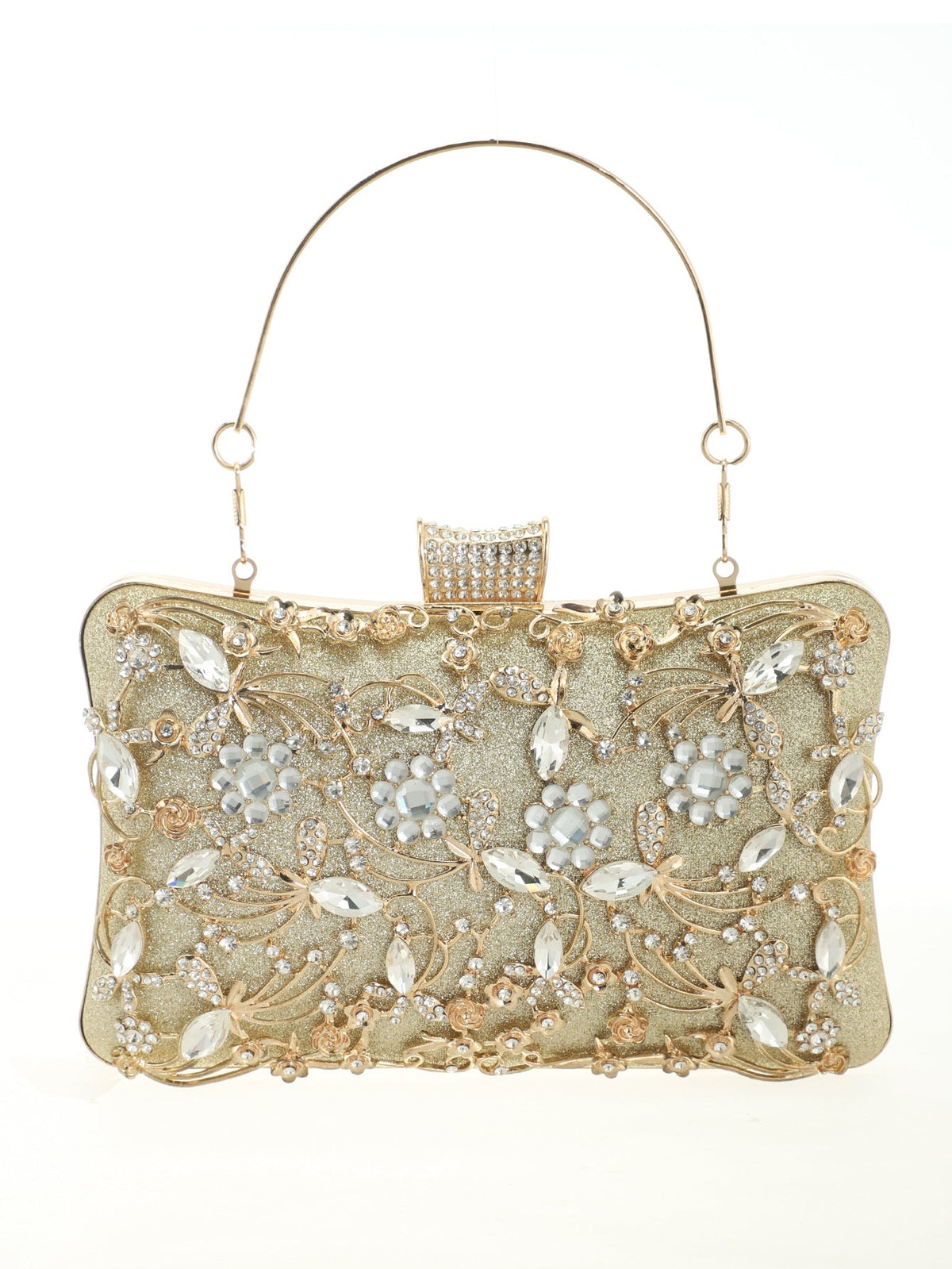 Women's Metallic Rhinestone-Studded Evening Clutch  Fashion Party & Banquet Handbag, Versatile Formal Gown Purse, Elegant Clutch For Weddings