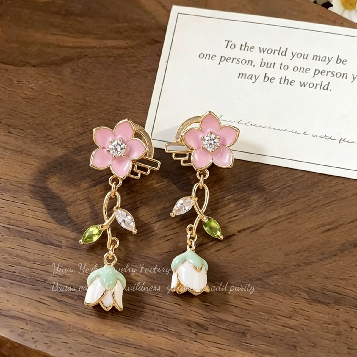 Korean-style Long Floral Earrings For Women, Sweet And Elegant, Niche Design, Small Fresh Diamond-studded Floral Earrings Wholesale