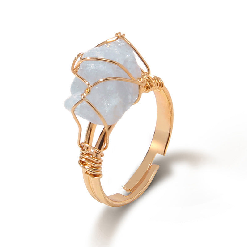 Irregular Natural Stone Amethyst Wrapped Ring
