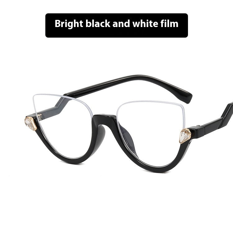 Women's Half Frame Diamond Retro Optical Glasses