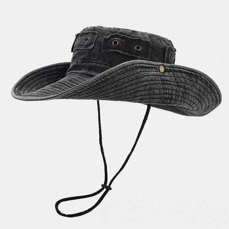 Retro Washed-cotton Bucket Hat For Sun Protection Outdoors