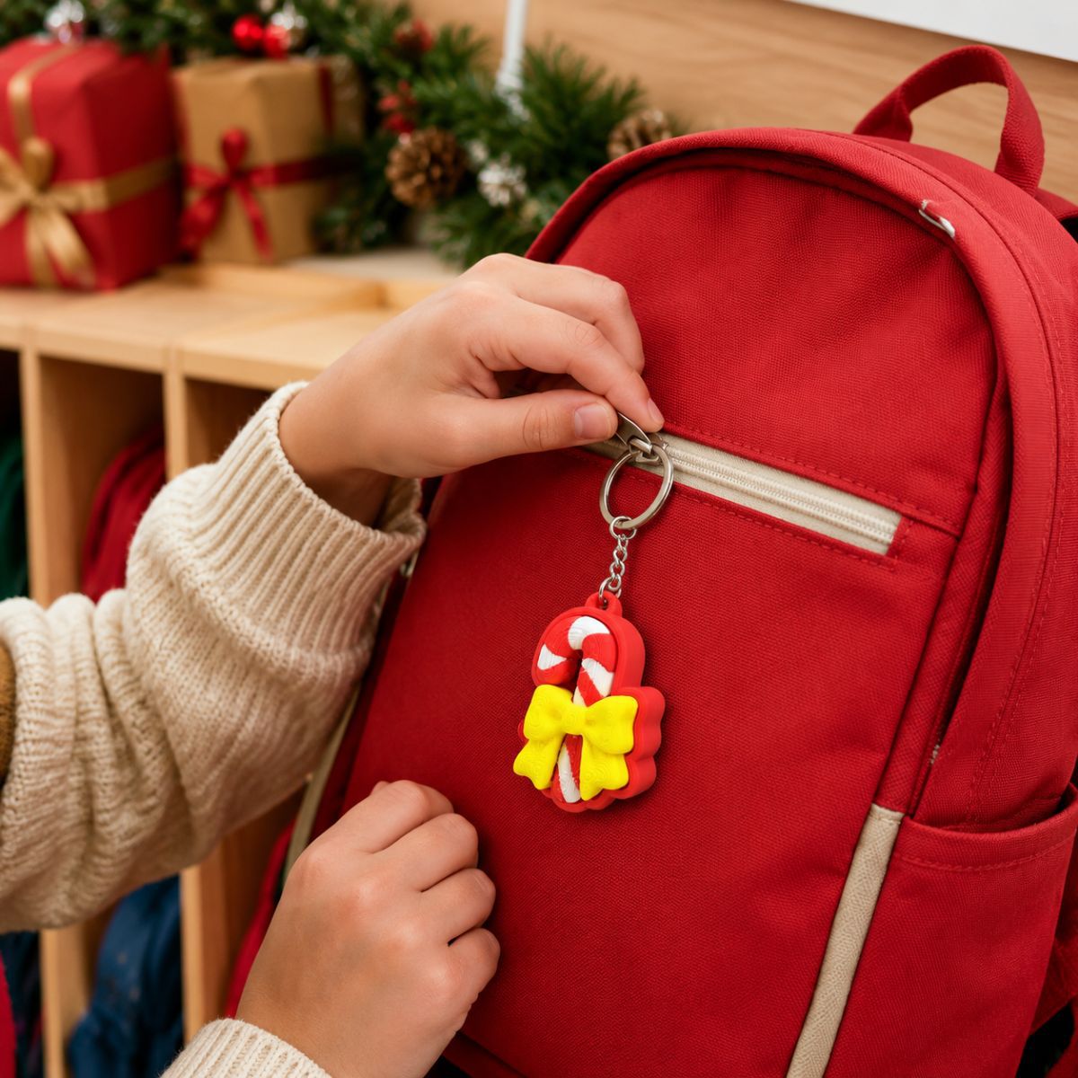 Christmas-themed Clicker Keychain And Backpack Charm