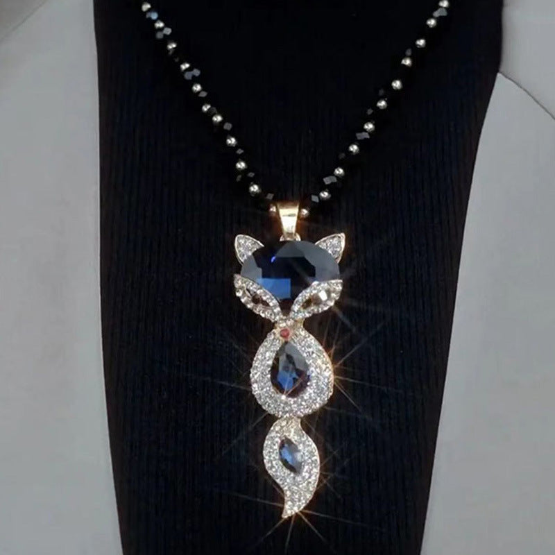 Autumn And Winter New Elegant All-match Fox Necklace Women's Exquisite Fashion Woolen Chain Long Clothes Accessories Decorative Pendant