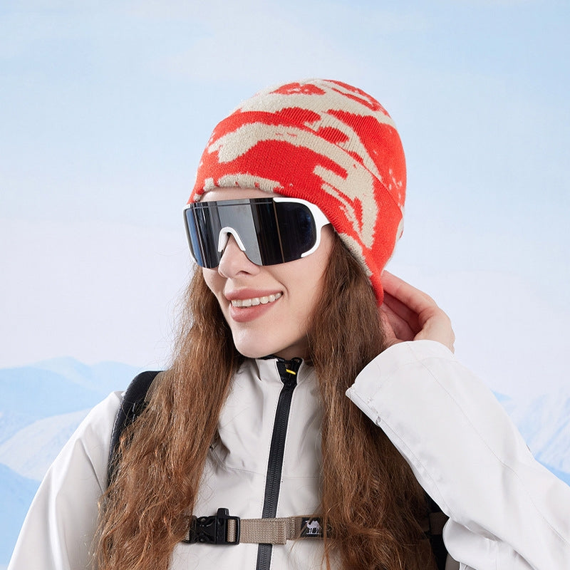 Winter European And American Style Fashionable Knitted Womens Outdoor Warm Wool Hat