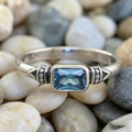 Yanbai Light Luxury Design Ring, Silver Blue Zircon Elegant Versatile Light Luxury Ring For Women, Copper Micro-Inlaid Zircon