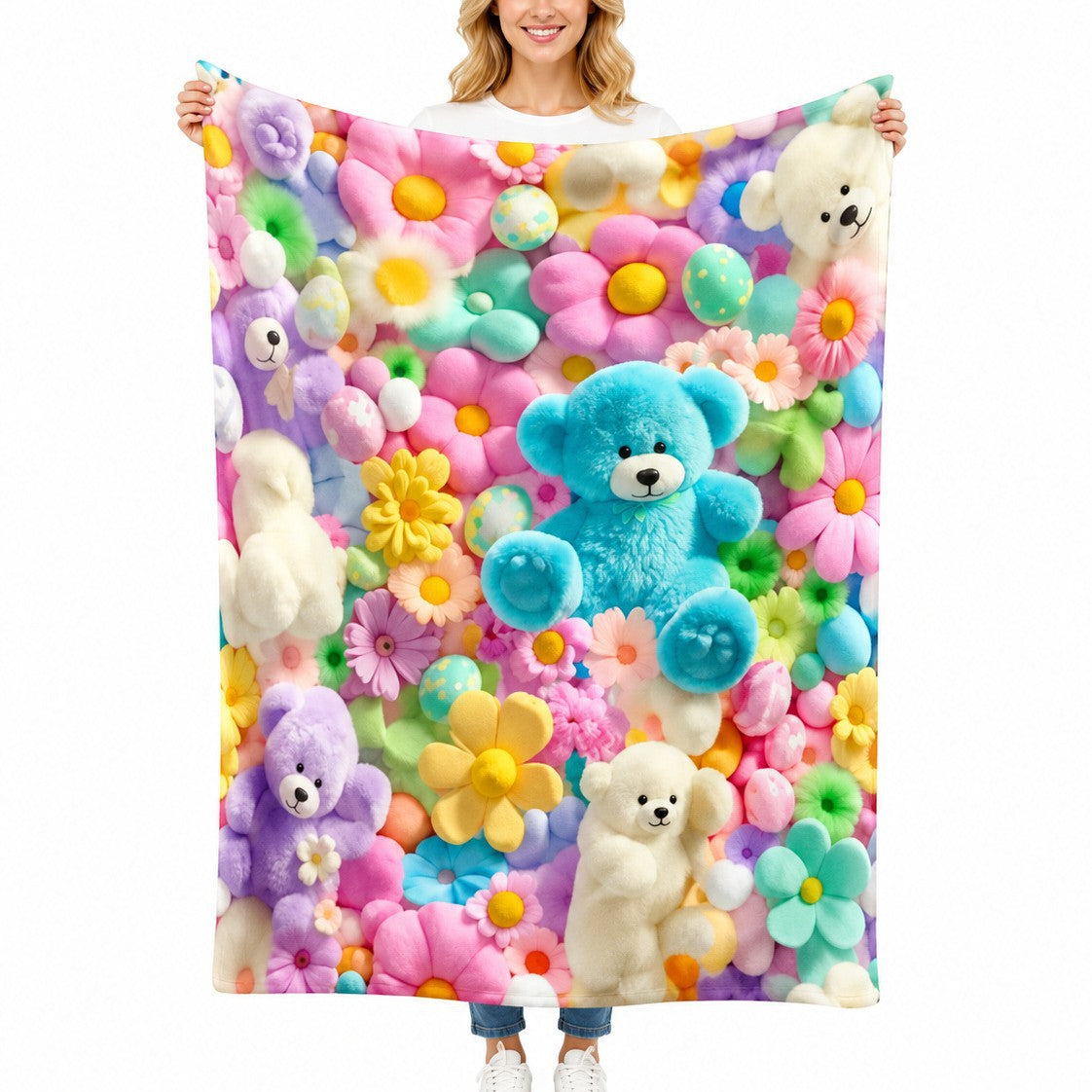 Women's Flannel Blanket Cartoon Sofa Throw Blanket