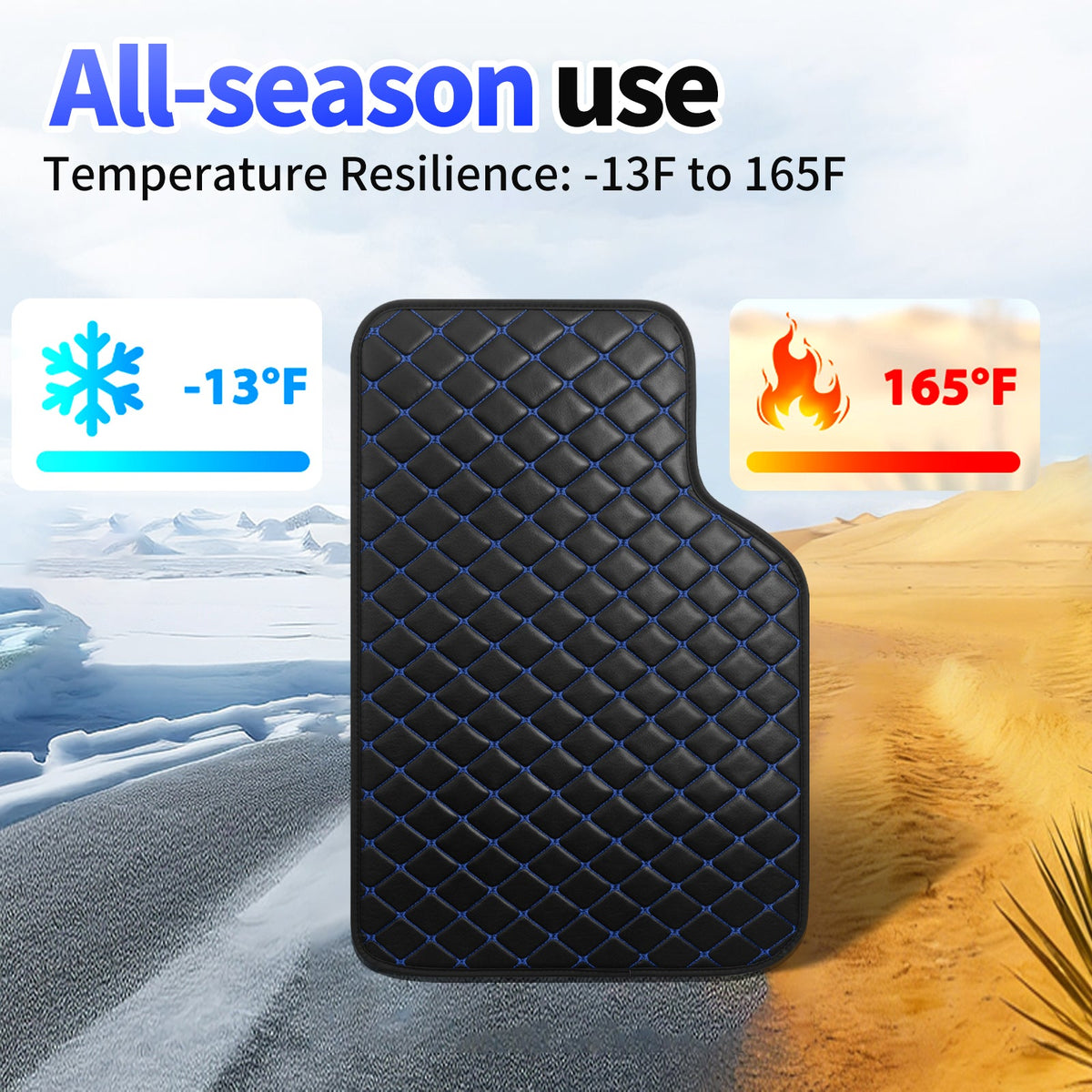 Light Luxury Nordic Minimalist Iamond Stitching Full Set Car Floor Mats, All Season Wear-Resistant Waterproof Anti-Slip Universal Auto Foot Liners For Most Sedans SUV Trucks