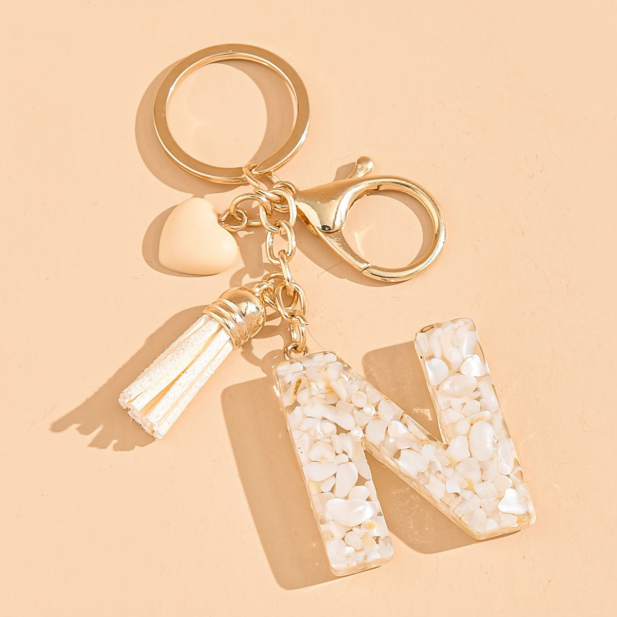 Letter Heart Tassel Keychain Bag