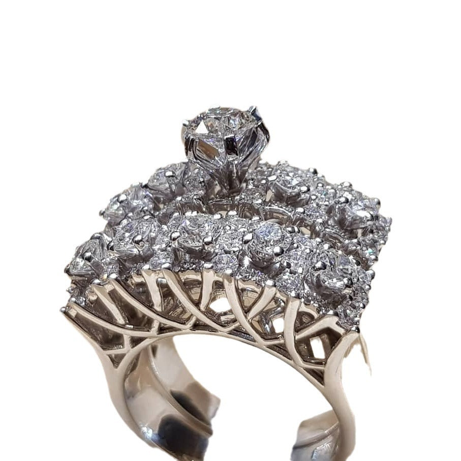 Sanjie Temu's New Creative Cut Out Diamond Engagement Set Ring European And American Women's Simulated Diamond Ring Wedding Banquet Ring