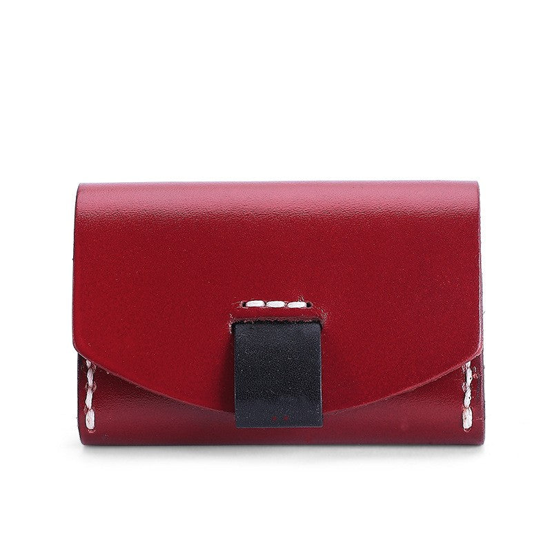 Handmade Genuine Leather Card Holder Retro Short Coin Purse