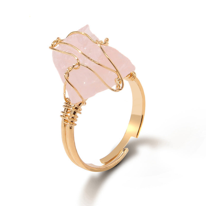 Irregular Natural Stone Amethyst Wrapped Ring