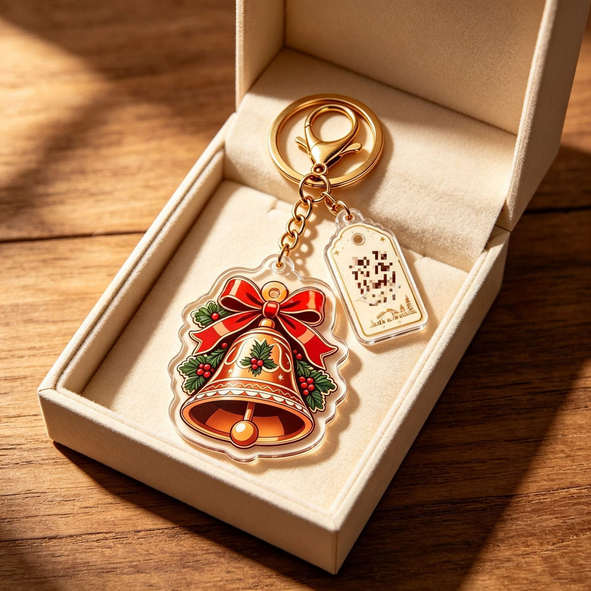 Christmas Acrylic Keychain With Artistic Blessing Message Charm